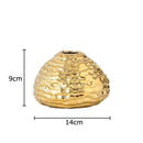 Golden wrinkle ceramic vase living room textured gold decor