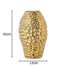 Golden wrinkle ceramic vase living room textured gold decor
