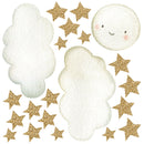 Watercolor Decals Sun & Clouds - Fabric Nursery Wall Art