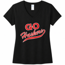 Go Huskers Women's V-Neck T-Shirt | Black | Multiple Sizes | Lou's Sporting Goods | 25N1LPC455V