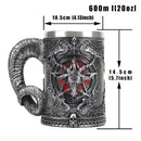 Gothic baphomet resin stainless steel tankard bar decor
