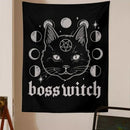 Gothic boss witch cat witchcraft black tapestry bedroom wall decor