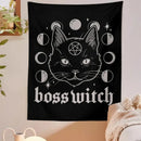 Gothic boss witch cat witchcraft black tapestry bedroom wall decor