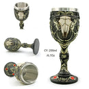 Gothic dragon skull goblet stainless steel dining room wine glass