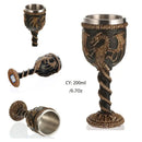 Gothic dragon skull goblet stainless steel dining room wine glass