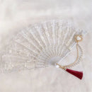 Gothic gold filigree lace fan red white & black party decor