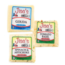 Cheese Block 3 Piece Sampler | Tomato Basil, Gouda, Spinach & Artichoke | Jisa's Farmstead Cheese