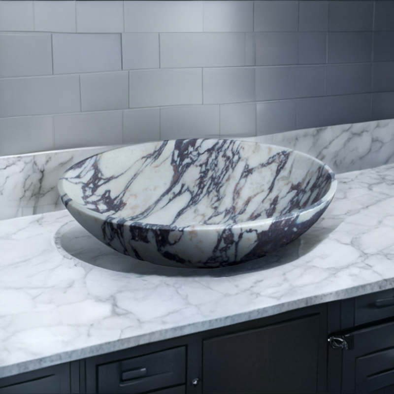 Calacatta Viola Marble Oval Shape Above Vanity Bathroom Sink (W)18" (L)14" (H)5" installed above vanity