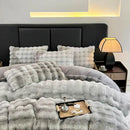 Gradient gray faux fur bedding set bedroom duvet cover