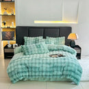 Gradient gray faux fur bedding set bedroom duvet cover