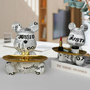 Graffiti bear figurine with gold tray living room storage sculpture