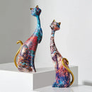 Graffiti cat lovers resin figurines living room decor