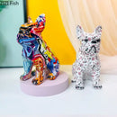 Graffiti & floral bulldog punk art resin sculptures living room decor