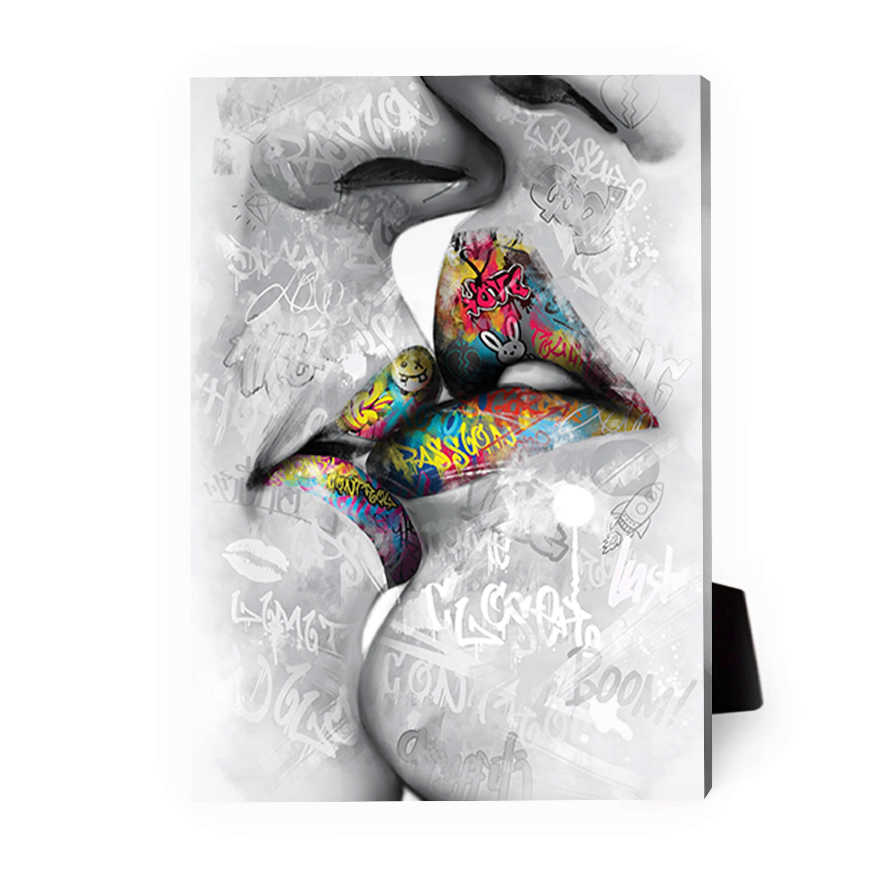 Graffiti Kiss Desktop Canvas