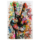 Modern Street Art Wallpaper. Graffiti Peace Sign Wall Mural.