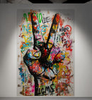 Modern Street Art Wallpaper. Graffiti Peace Sign Wall Mural.