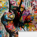Modern Street Art Wallpaper. Graffiti Peace Sign Wall Mural.