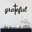 Grateful Cross Script Metal Wall Art – Christian Faith Inspirational Home Decor