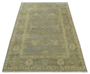 Gray And Beige Traditional Oushak Design Hand Knotted 5.6x8.6 wool area rug