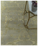 Gray And Beige Traditional Oushak Design Hand Knotted 5.6x8.6 wool area rug