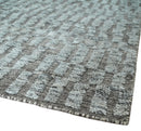 Gray and Charcoal Geometrical Bricks Design Hand carved Texture Hand Knotted 10x14 Wool and Silk Area Rug