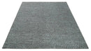 Gray and Charcoal Geometrical Bricks Design Hand carved Texture Hand Knotted 10x14 Wool and Silk Area Rug