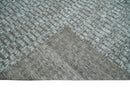 Gray and Charcoal Geometrical Bricks Design Hand carved Texture Hand Knotted 10x14 Wool and Silk Area Rug