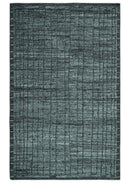 Gray and Charcoal Hand Knotted Carved Texture Stripes Design wool Area Rug