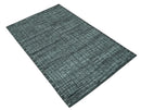 Gray and Charcoal Hand Knotted Carved Texture Stripes Design wool Area Rug