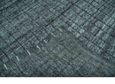 Gray and Charcoal Hand Knotted Carved Texture Stripes Design wool Area Rug
