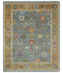 Gray and Gold Hand knotted 8x10 And 9x12 Traditional Oushak wool Area Rug