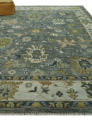 Gray and Ivory Hand Knotted Traditional Oushak 9x12 Wool Area Rug