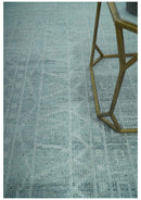 Gray and Silver 5x8 Stripes Design Hand Knotted wool and Art Silk Area Rug