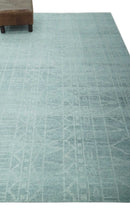 Gray and Silver 5x8 Stripes Design Hand Knotted wool and Art Silk Area Rug
