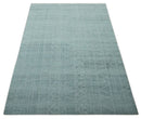 Gray and Silver 5x8 Stripes Design Hand Knotted wool and Art Silk Area Rug