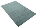 Gray and Silver 5x8 Stripes Design Hand Knotted wool and Art Silk Area Rug