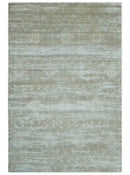 Gray and Silver Ikat Design 6x9 Hand knotted Wool and Viscose Area Rug