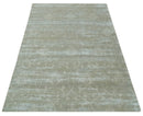 Gray and Silver Ikat Design 6x9 Hand knotted Wool and Viscose Area Rug