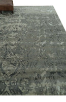 Gray and Silver Modern Abstract Hand knotted 6x9 Wool and Art Silk Area Rug