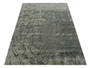 Gray and Silver Modern Abstract Hand knotted 6x9 Wool and Art Silk Area Rug