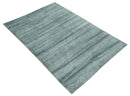 Gray and Silver Modern Abstract Hand Knotted 6x9 Wool and Viscose Area Rug