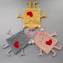 Gray and yellow frog design hand towel bathroom plush monster decor