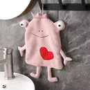 Gray and yellow frog design hand towel bathroom plush monster decor