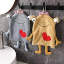 Gray and yellow frog design hand towel bathroom plush monster decor