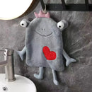Gray and yellow frog design hand towel bathroom plush monster decor