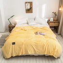 Gray and yellow plaid coral fleece bed blanket bedroom bedspread