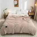 Gray and yellow plaid coral fleece bed blanket bedroom bedspread