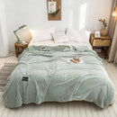 Gray and yellow plaid coral fleece bed blanket bedroom bedspread