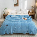 Gray and yellow plaid coral fleece bed blanket bedroom bedspread