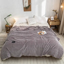 Gray and yellow plaid coral fleece bed blanket bedroom bedspread